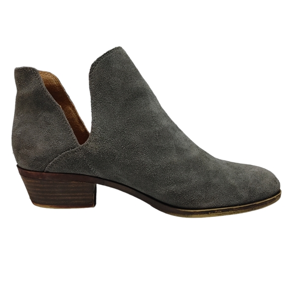 Lucky Brand Birtie Gray Suede Leather Ankle Boots Booties Women's Size 8.5 - Picture 2 of 8